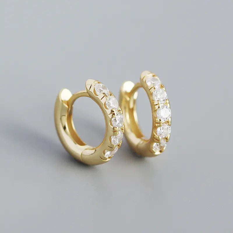 White Pavé Huggie Hoop Earrings