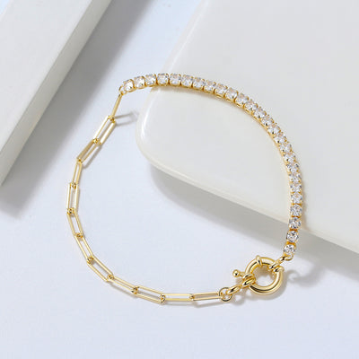 Janus Bracelet - Half Tennis Half Link Chain