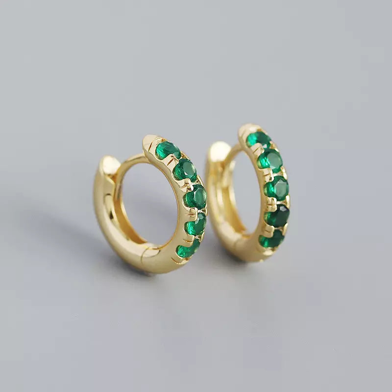 Green Pavé Earhoops