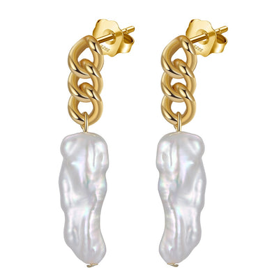 Linked Pearl Drop Earring