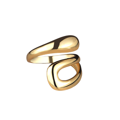 This ring is adjustable and fits everyone. Material: 925 Sterling Silver, 18k gold plated. This is a bold chunky ring. A real statement piece for every day.