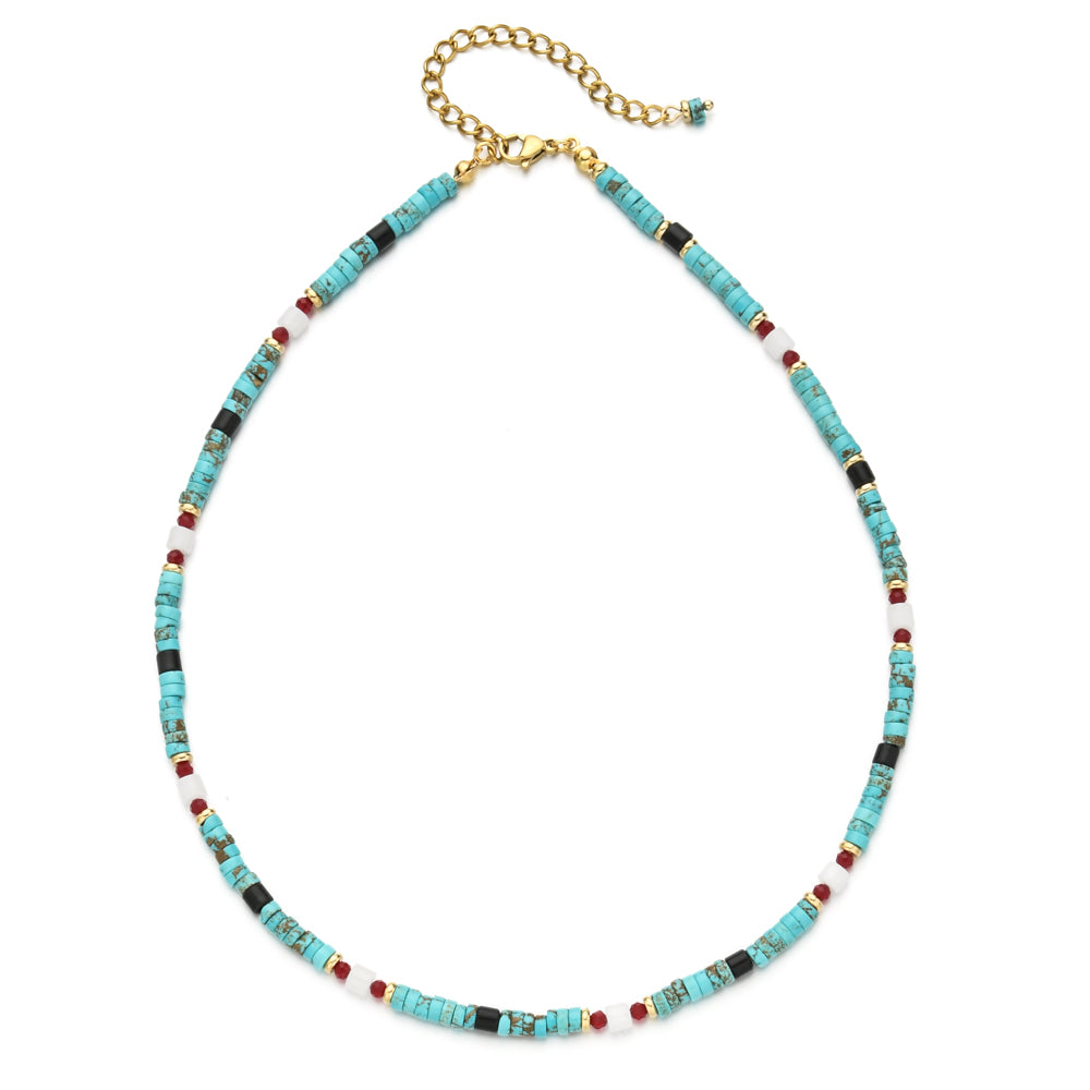 Beaded Necklace - Turquoise Red